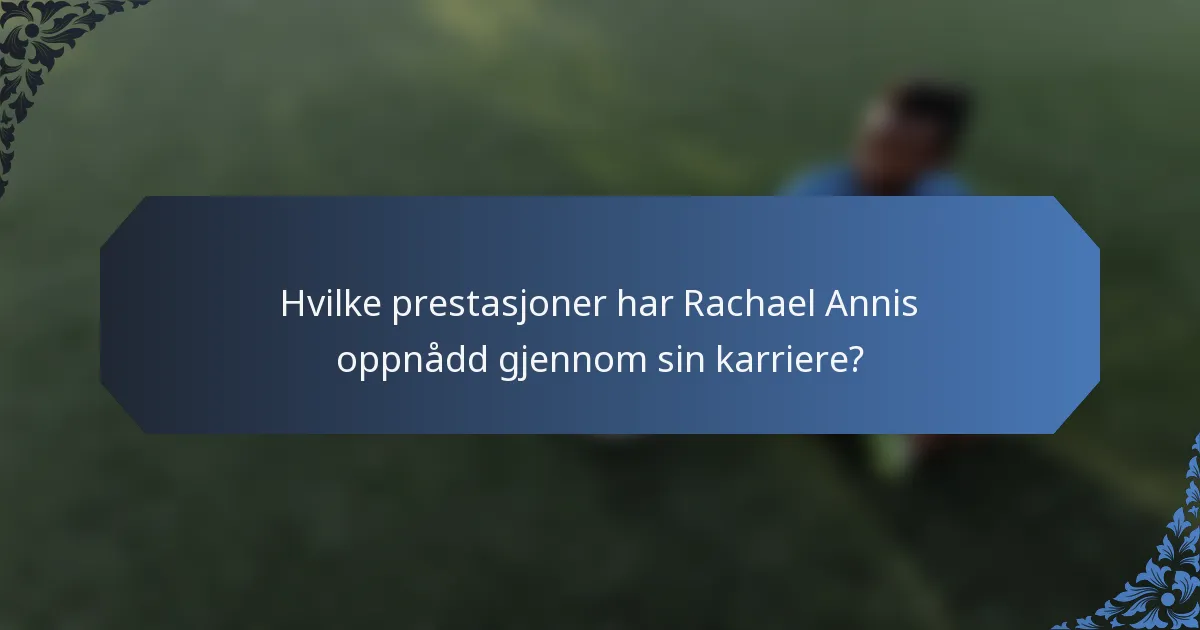 Hvilke prestasjoner har Rachael Annis oppnådd gjennom sin karriere?