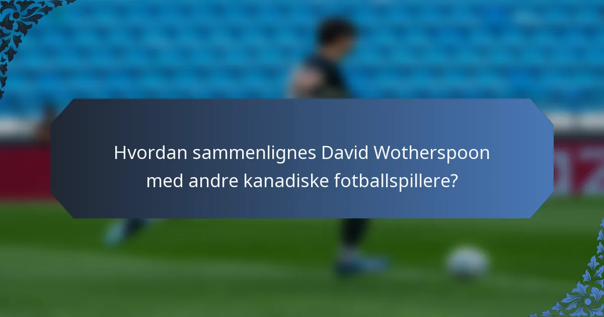 Hvordan sammenlignes David Wotherspoon med andre kanadiske fotballspillere?