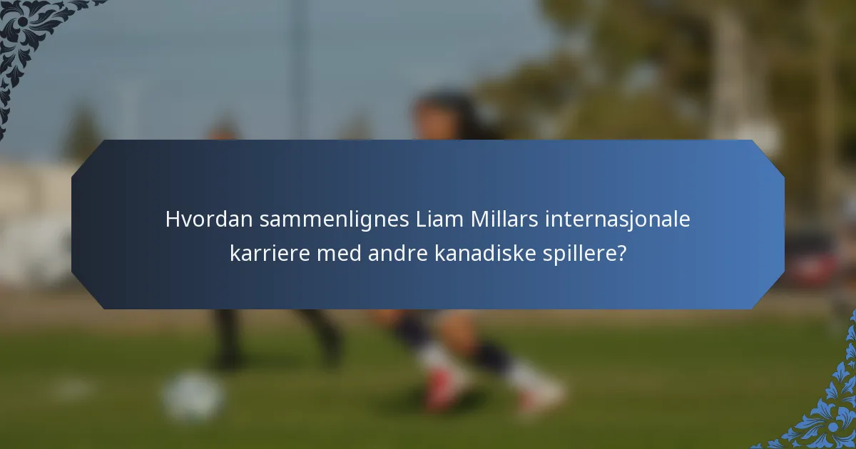 Hvordan sammenlignes Liam Millars internasjonale karriere med andre kanadiske spillere?